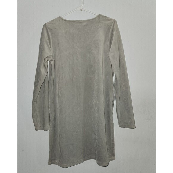 J Jill S Dress Pure Jill Gray Velour A Line Swing V Neck Long Sleeve Tall - Picture 3 of 5
